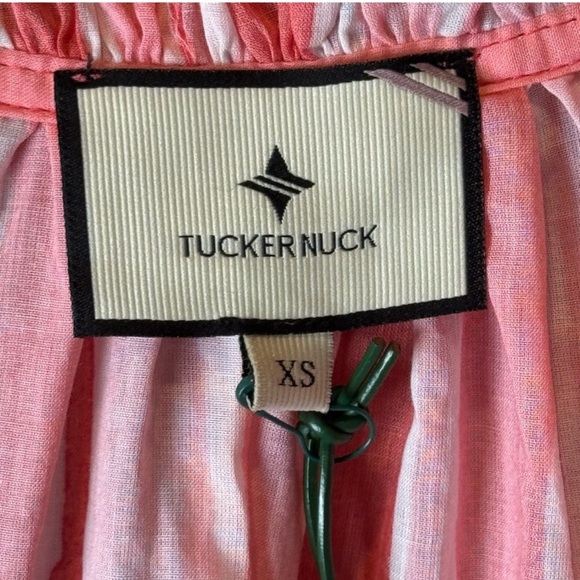 Tuckernuck Cassis Top XS NWT Sunrise Stripes Pink Cotton Ruffle Sleeve Boho - Picture 3 of 8